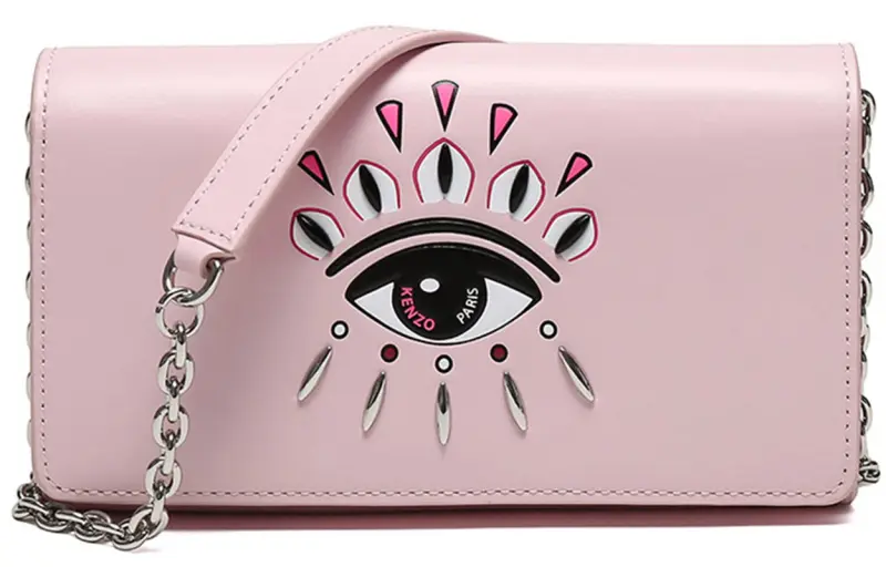 KENZO Cow Leather Chain Shoulder Bag Women's Light Pink