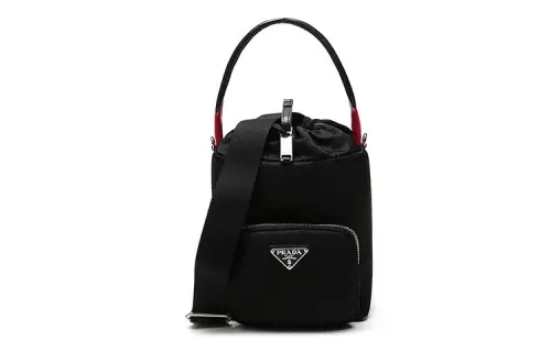 PRADA Nylon Fabric Bucket Bag, One Shoulder Handbag Women's Black