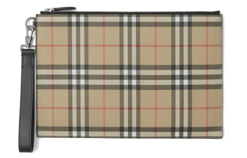 Burberry Eco Friendly Canvas Storage Bag Clutch Regular Men's Archive Beige