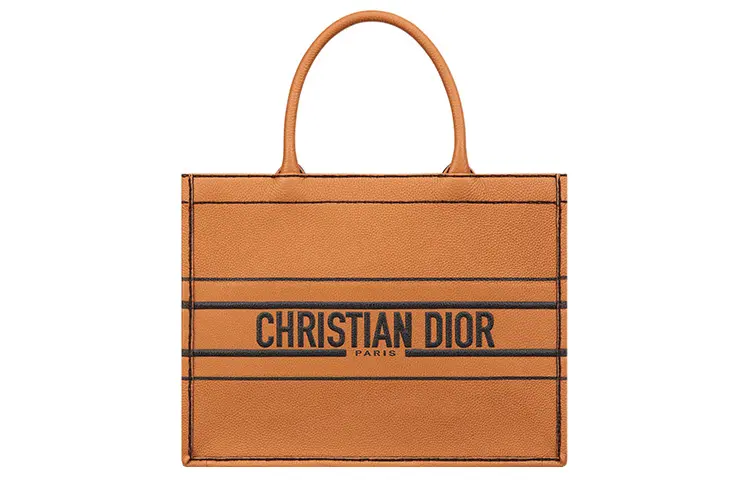 DIOR BookTote Cow Leather Handbag Medium Women's Brown