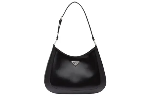 PRADA Leather Shoulder Bag Women's Black