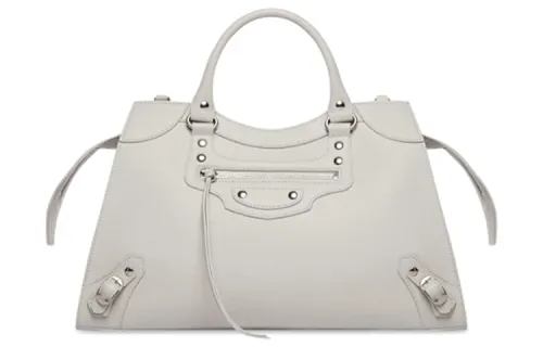Balenciaga Cow Leather Handbag Regular Women's Silver