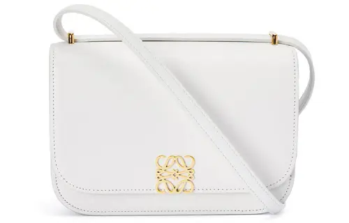 LOEWE Goya Silk Calfskin Small Square Bag, Shoulder Bag, Crossbody Bag Small Women's Cotton White