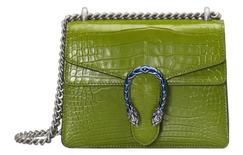 GUCCI Dionysus Crocodile Leather Chain Shoulder Bag, Crossbody Bag Mini Women's Green