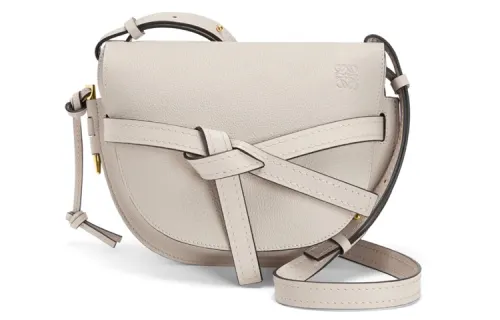 LOEWE Gate Bowknot Cow Leather Clutch Shoulder Bag Small Women's Oat