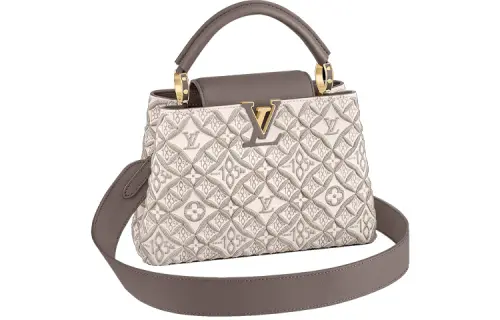 LOUIS VUITTON Capucines Bb 1854 Embroidered Ecru White/Taupe Brown