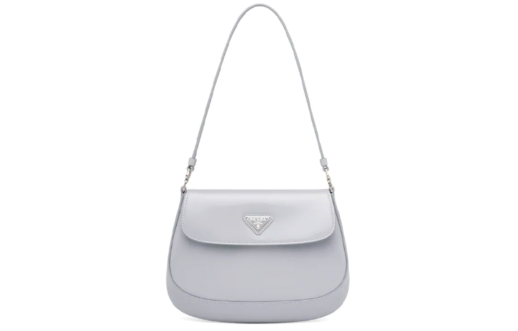 PRADA Cleo Shiny Leather Shoulder Bag, Handbag, Shoulder Bag Women's Cornflower Blue