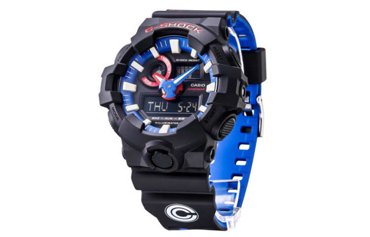 CASIO Casio G-SHOCK series Dragon Ball joint model Trunks version contrasting color street classic pointer dual display dial waterproof movement quartz movement Japanese and Korean watch men's watch blue dial GA-700LT-1A