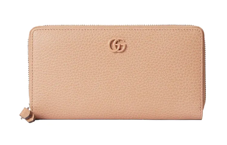 GUCCI Marmont Leather Wallet Women's Rose Beige