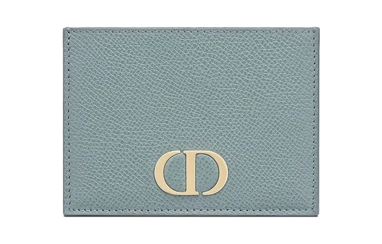 DIOR 30 Montaigne Grain Calfskin Card Holder Women's Cloud Blue
