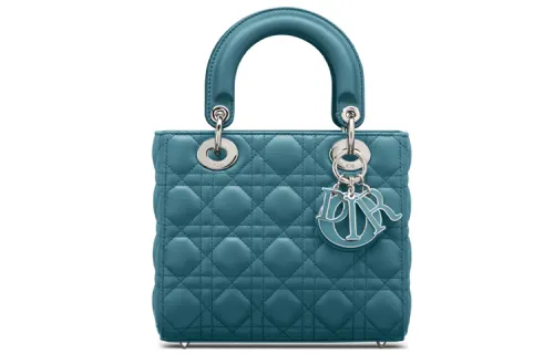 DIOR Lady Dior Sheepskin Handbag, Shoulder Bag Women's Deep Sea Blue