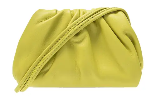 Bottega Veneta Cow Leather Cloud Bag Coin Purse Women's Yellow Green