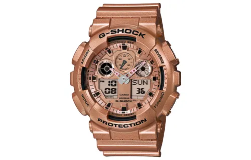CASIO Men Liquid Crystal/Analog Dual Display Series Gold Watch GA-100GD-9APR