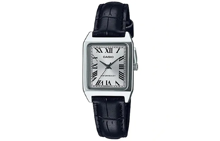 CASIO STANDARD Small Square Table Quartz Movement Leather Strap Watch Women's Watch White Dial