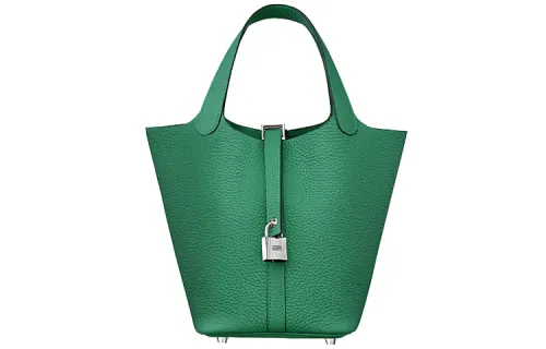 HERMES Picotin Lock Clemence Bullock Leather Basket Bag, Bucket Bag, Handbag 18 Women's U4 Vert Vertigo Green