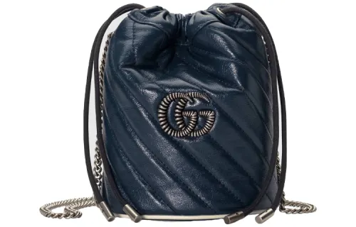 GUCCI GG Marmont Quilted Leather Shoulder Bag, Crossbody Bag Mini Women's Blue & White
