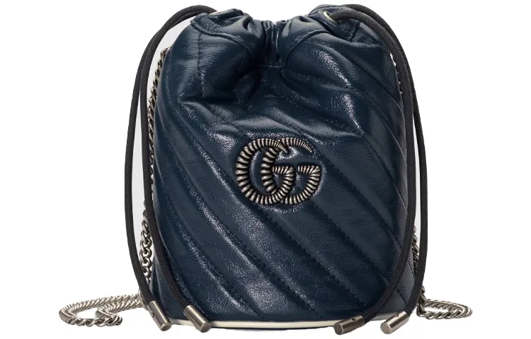 GUCCI GG Marmont Quilted Leather Shoulder Bag, Crossbody Bag Mini Women's Blue & White
