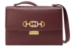 GUCCI Zumi Grain Leather Shoulder Bag, Crossbody Bag Small Women's Burgundy