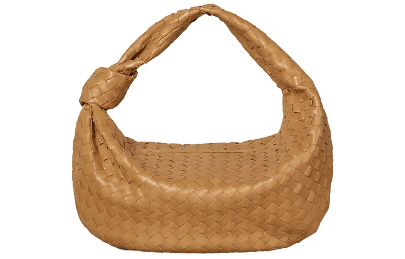 Bottega Veneta Intrecciato Woven Sheepskin Round Hobo Bag THE JODIE Handbag Regular Women's Caramel