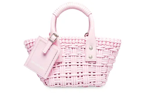Balenciaga Bistro Lacquered Finish Cow Leather Basket Bag, Shoulder Bag, Crossbody Bag Extra Small Women's Pink