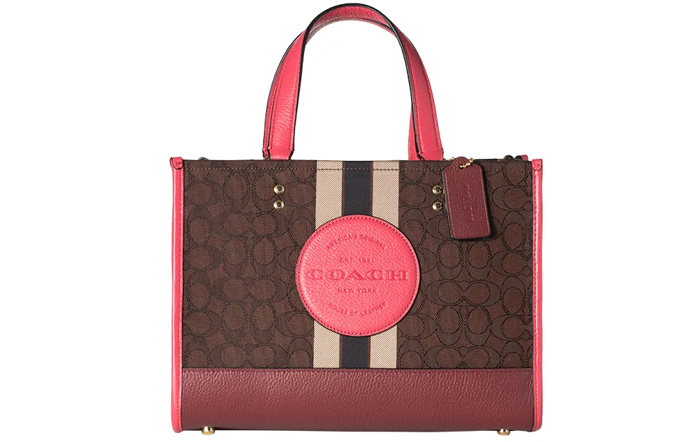 COACH Dempsey Canvas With Leather Tote Bag, Shopping Bag, Shoulder Bag, Handbag Women's Brown Monogram