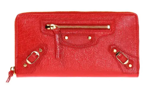 Balenciaga Zip Closure Sheepskin Clutch Women's Red