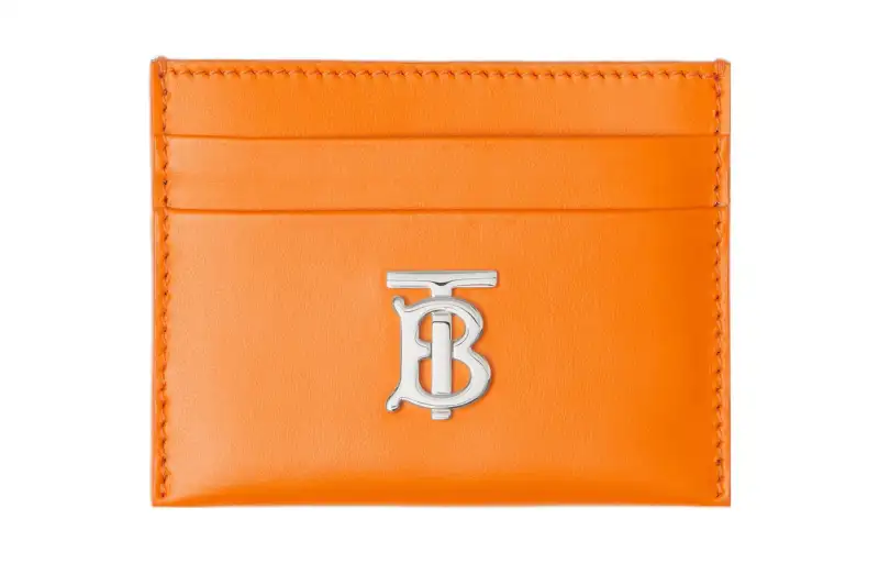 Burberry Leather Card Holder Regular Women's Orange
