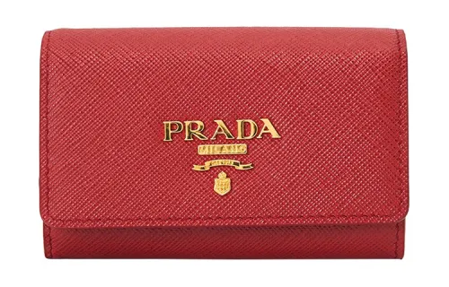 PRADA Saffiano Brand Logo Cow Leather Wallet Women's