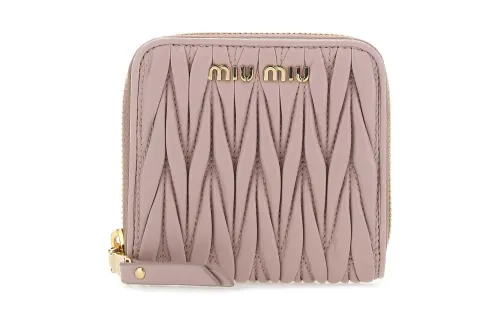 MIU MIU Cow Leather Wallet Women's Pink