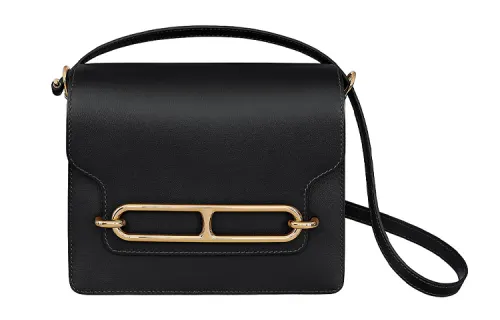 HERMES Roulis Allegretto Leather Pig Nose Crossbody Bag, Shoulder Bag Unisex Noir Black
