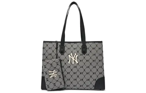 MLB Monogram Collection Polyester Tote Bag, Shopping Bag, Shoulder Bag, Handbag Regular Unisex Gray