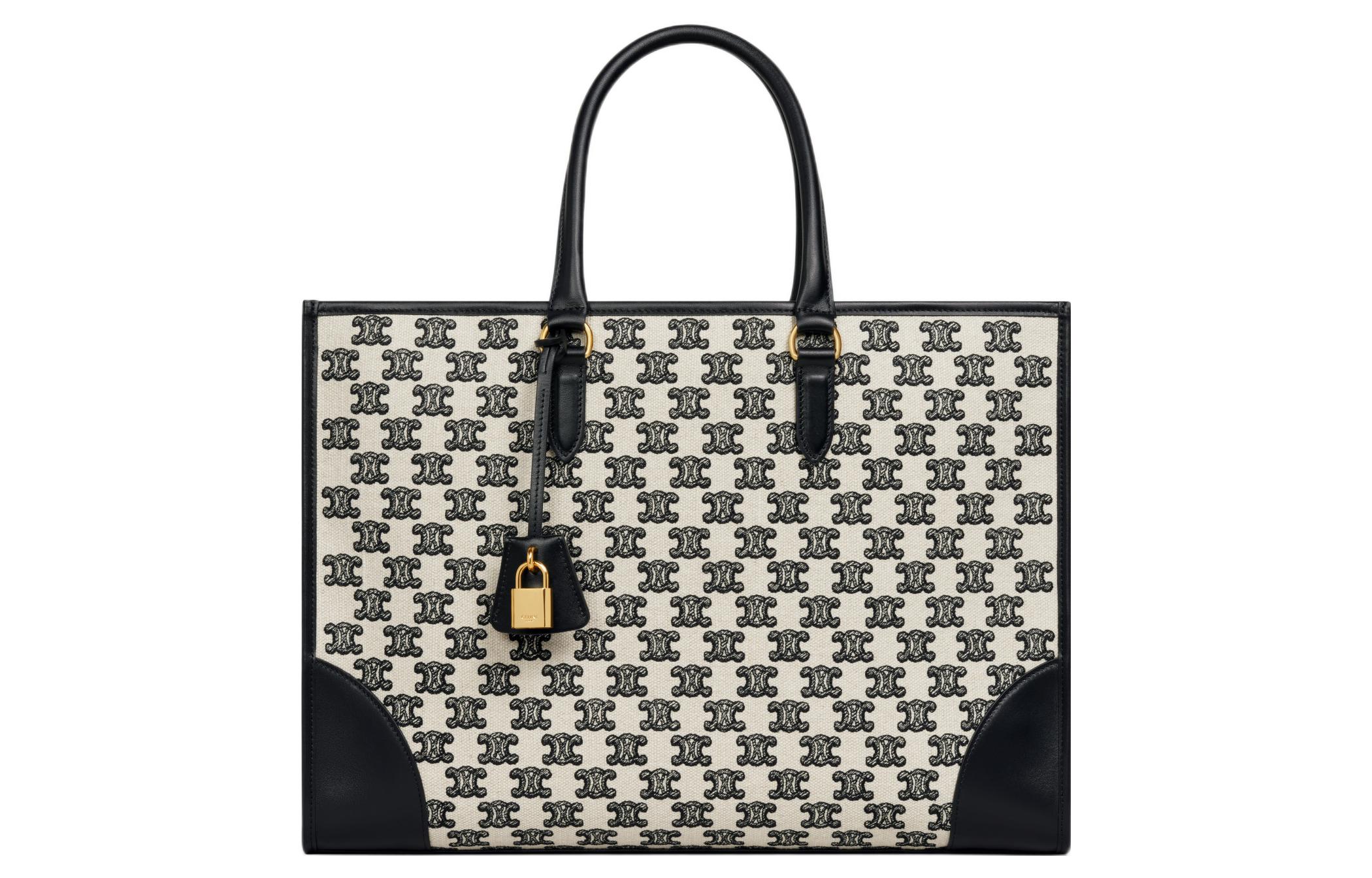 CELINE Cabas Fabric Tote Bag, Shopping Bag, Handbag Women's Black