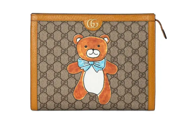 GUCCI KAI Collaboration Canvas With Leather Clutch Regular Unisex Ebony/Brown