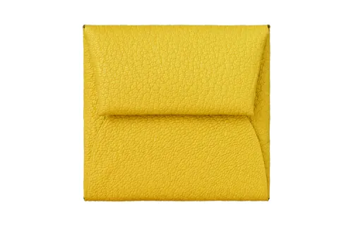 HERMES Bastia Mysore Goat Skin Card Holder, Coin Purse Women's Naples Yellow