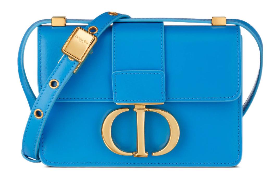 DIOR Dior 30 Montaigne Montaigne Logo Polished Micro Calfskin Box Bag Shoulder Bag Crossbody Bag Super Mini Women's Trendy Blue