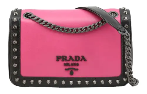 PRADA Leather Shoulder Bag, Crossbody Bag Regular Women's Fuchsia Black