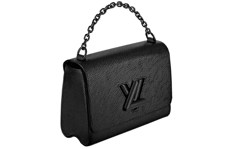 LOUIS VUITTON Twist Chain Leather Shoulder Bag, Crossbody Bag, Handbag Medium Women's Black