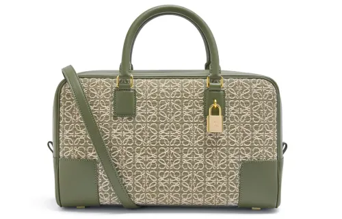 LOEWE Amazona Calfskin, Canvas Bag, Shoulder Bag, Handbag Medium Women's Green
