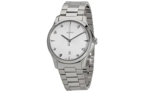 GUCCI Wrist Watches Quartz Movement Stainless Steel Watchband Silver Dial Unisex