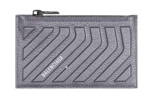 Balenciaga Car Long Coin And Card Holder In Grained Calfskin Dark Grey