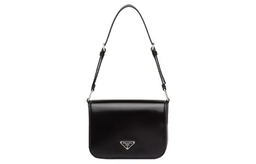 PRADA Square Nubuck Leather Shoulder Bag, Crossbody Bag Women's Black