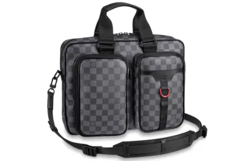 LOUIS VUITTON Cow Leather Briefcase, Laptop Bag, Handbag, Crossbody Bag, Shoulder Bag Men's Black Gray