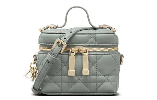 DIOR Lady Dior Lambskin Handbag, Box Bag, Shoulder Bag, Crossbody Bag, Handbag, Makeup Bag Micro Women's Gray