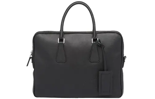 PRADA Zip Closure Saffiano Leather Handbag Regular Men's Black