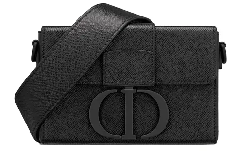 DIOR 30 Montaigne Collection Cow Leather Small Square Box, Handbag, Crossbody Bag, Shoulder Bag Women's Black