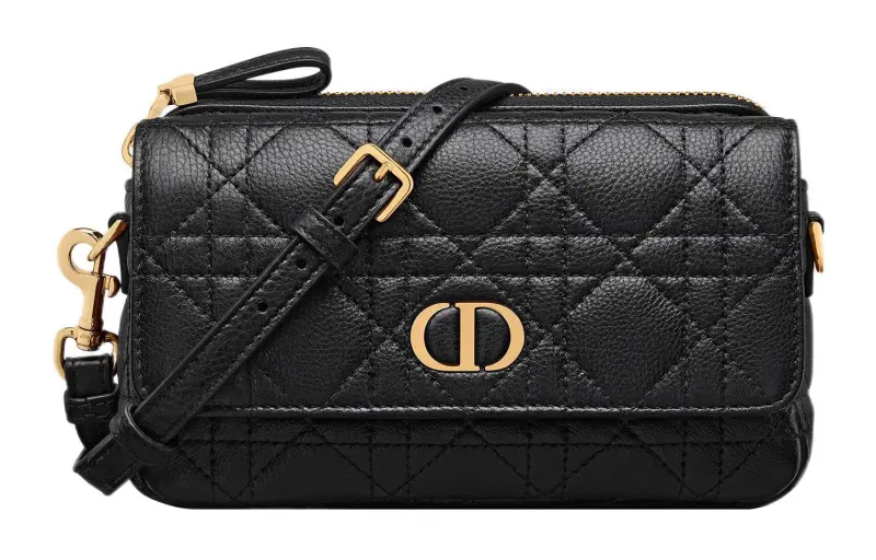 DIOR Caro Soft Cow Leather Handbag, Shoulder Bag, Crossbody Bag Women's Black