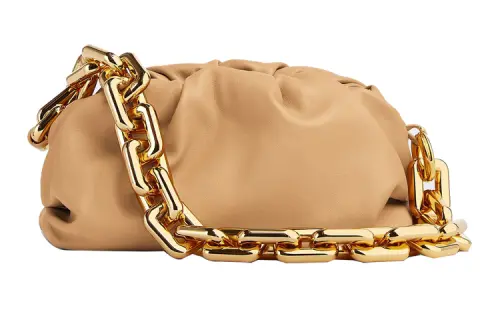 Bottega Veneta Calfskin Shoulder Bag, Handbag, Clutch Regular Women's Almond