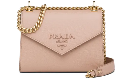 PRADA Saffiano Cow Leather Shoulder Bag, Crossbody Bag Women's Nude