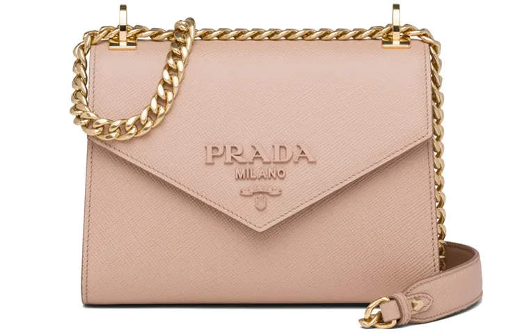 PRADA Saffiano Cow Leather Shoulder Bag, Crossbody Bag Women's Nude
