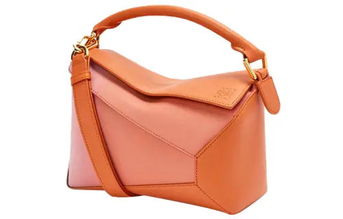 LOEWE Nappa Calfskin Handbag, Shoulder Bag Small Women's Coral Red/Light Pink